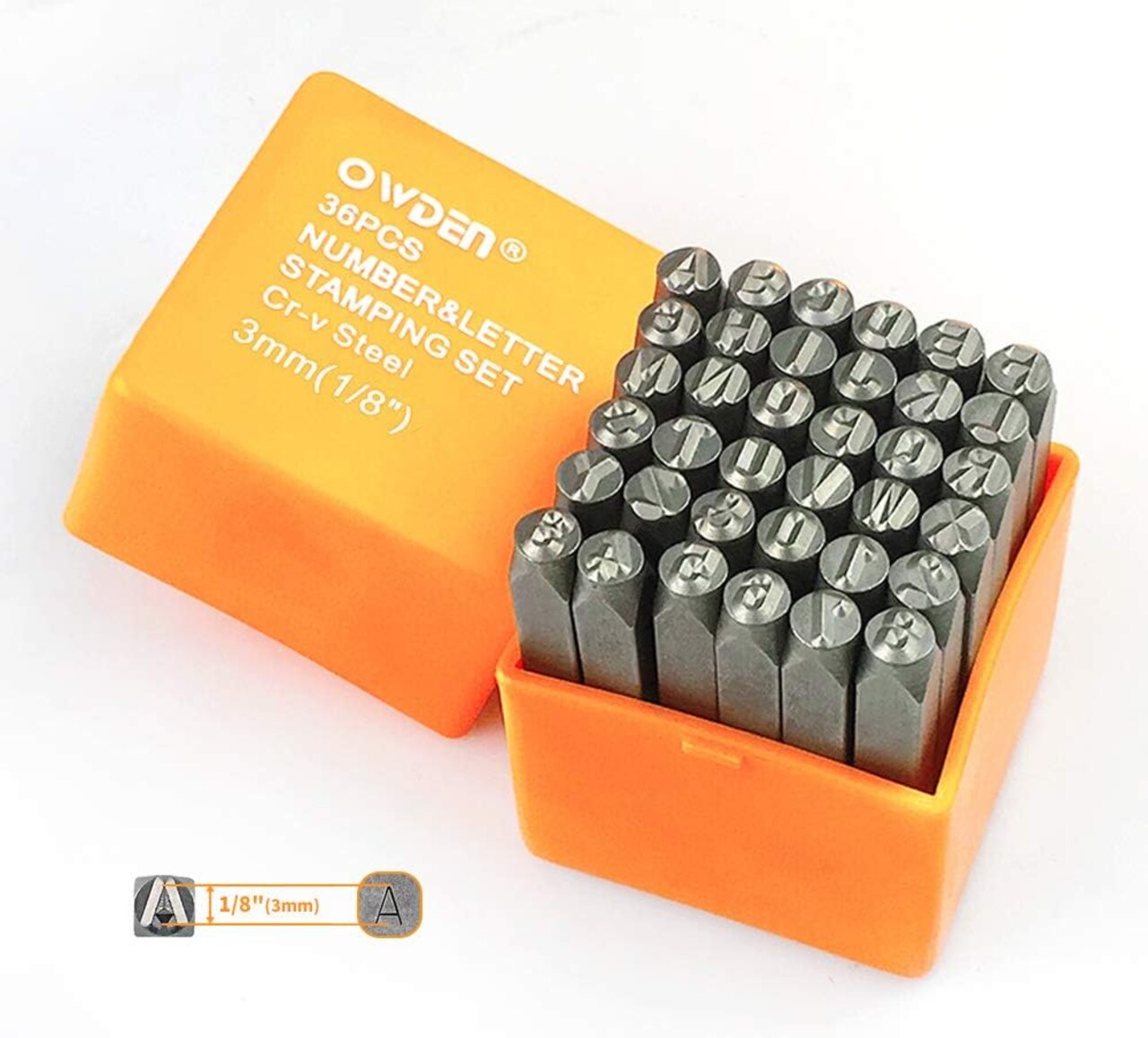 Professional 36Pcs. Steel Metal Stamping Tool Set,(1/8”) 3mm,Steel Number and Letter Punch Set,Alloy Steel Made HRC 58-62 for Jewelry Craft Stamping.